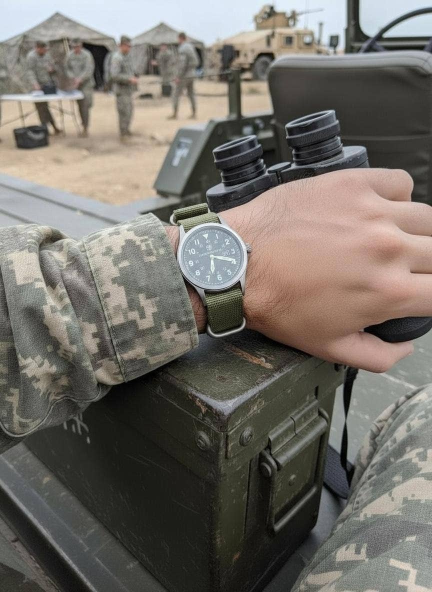 42MM Black Military Watch- 3 Nato Military Straps