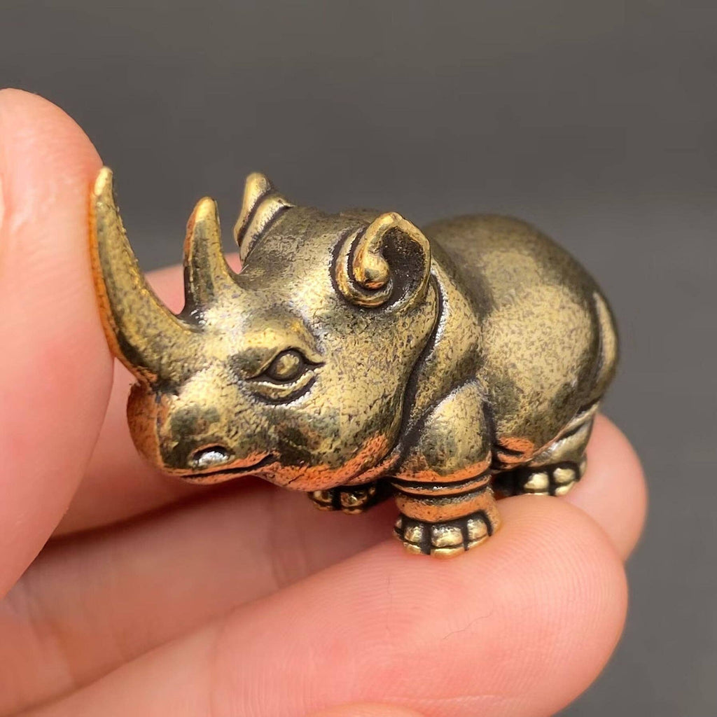 Cute Brass Rhino Crafts Decoration Desktop Ornaments