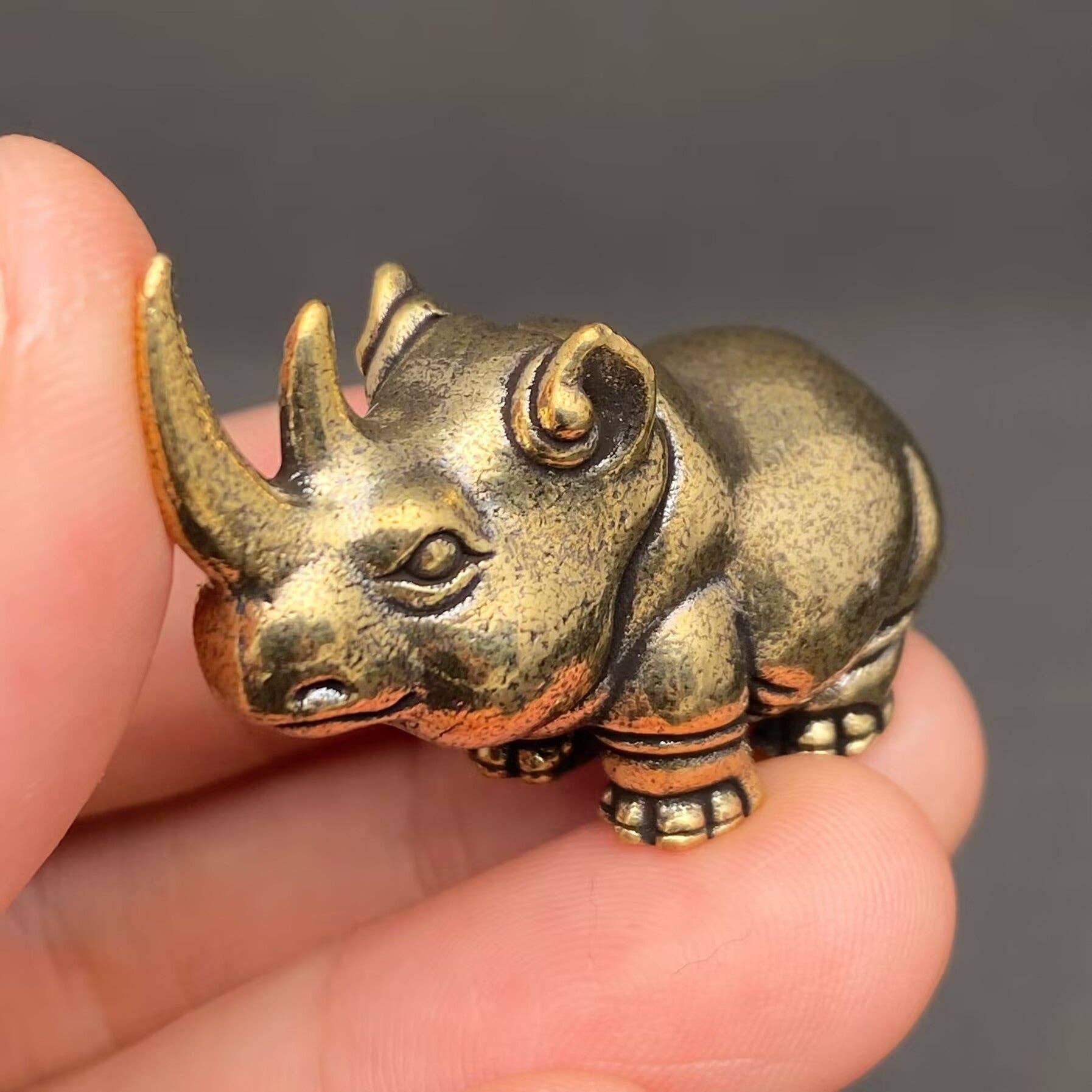 Cute Brass Rhino Crafts Decoration Desktop Ornaments