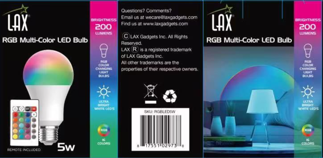 2-Pack Smart Home Multi-Color LED A19 Bulb 5W- Retail Pack