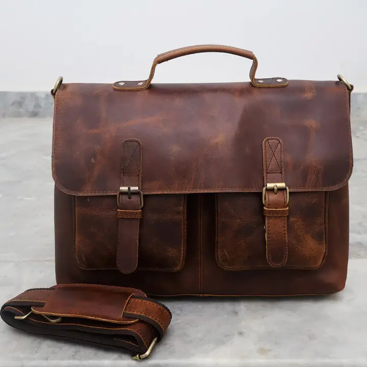 Buffalo Leather Satchel Messenger Bag Shoulder Laptop Bag