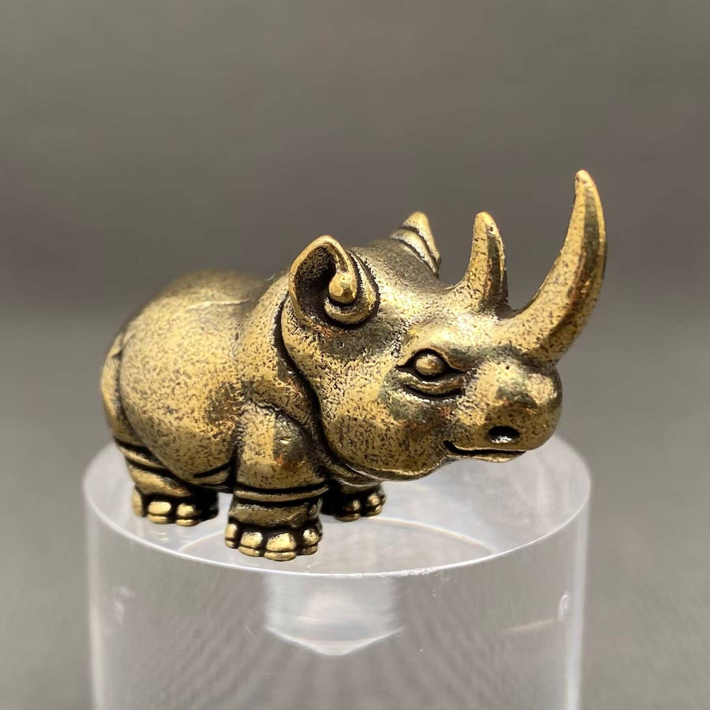 Cute Brass Rhino Crafts Decoration Desktop Ornaments