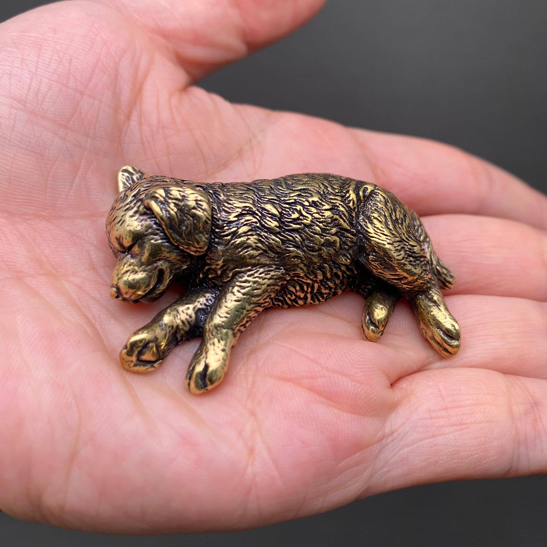 Brass Sleeping Golden Retriever Crafts Desktop Ornaments