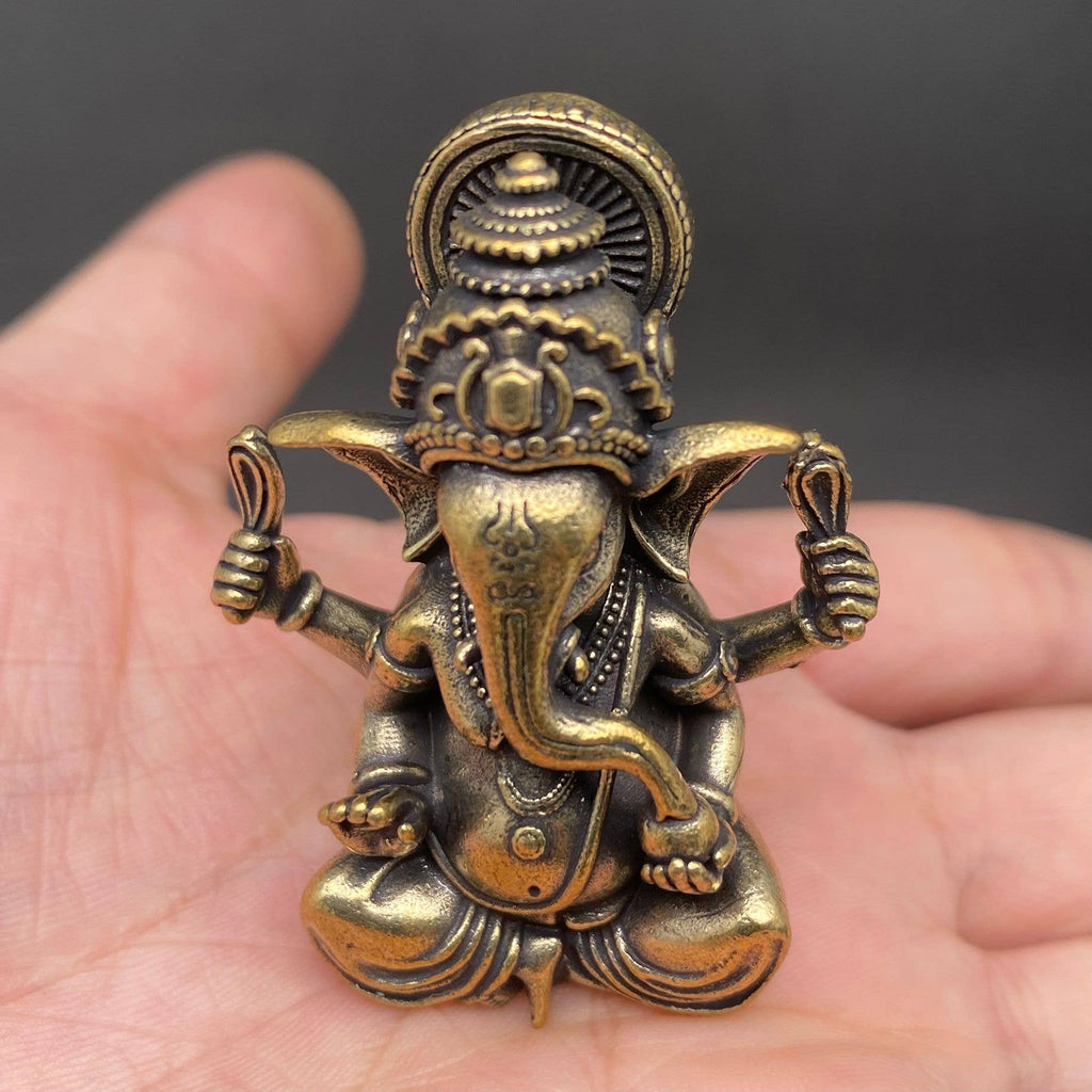 Indian Elephant Trunk God Crafts Brass Desktop Ornaments