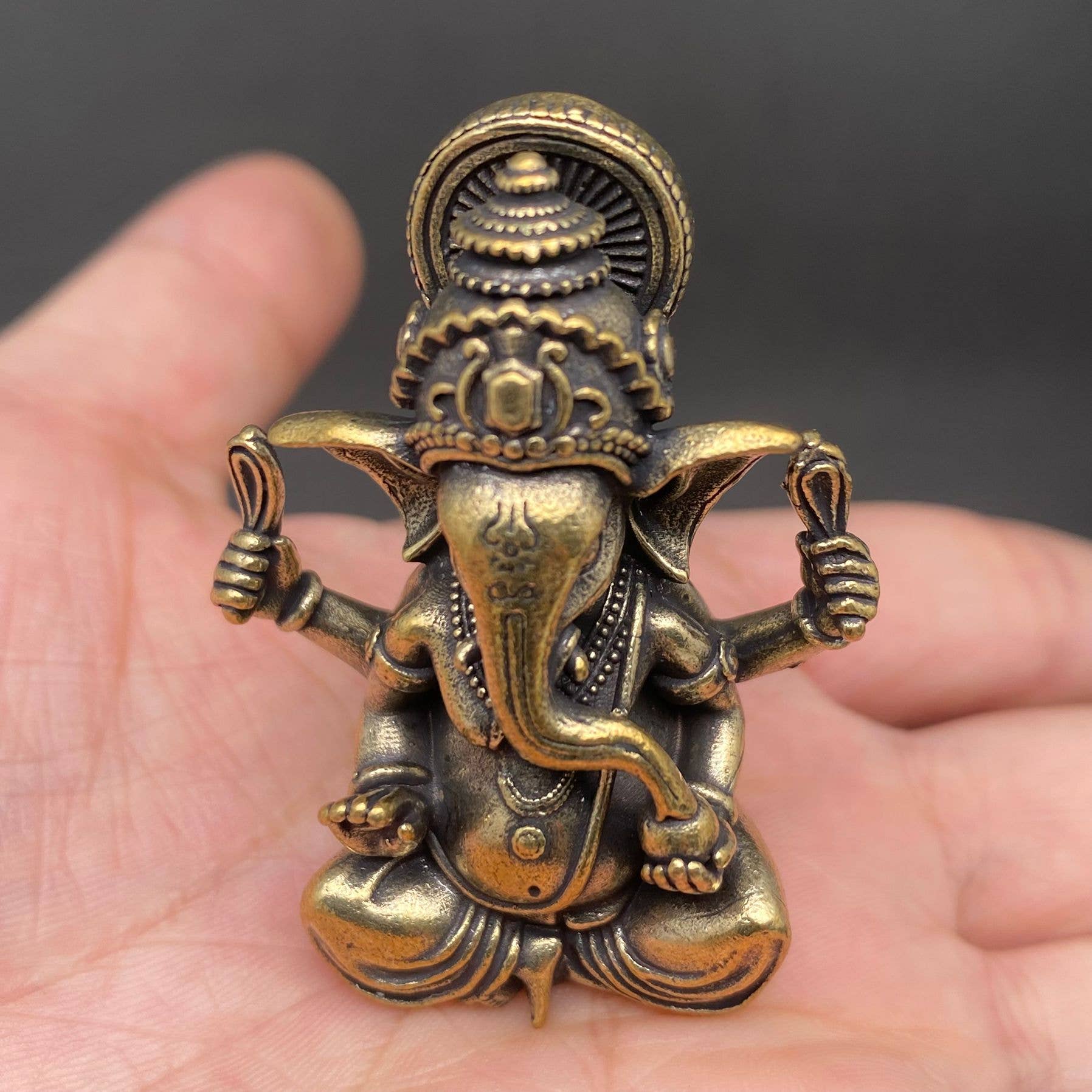 Indian Elephant Trunk God Crafts Brass Desktop Ornaments