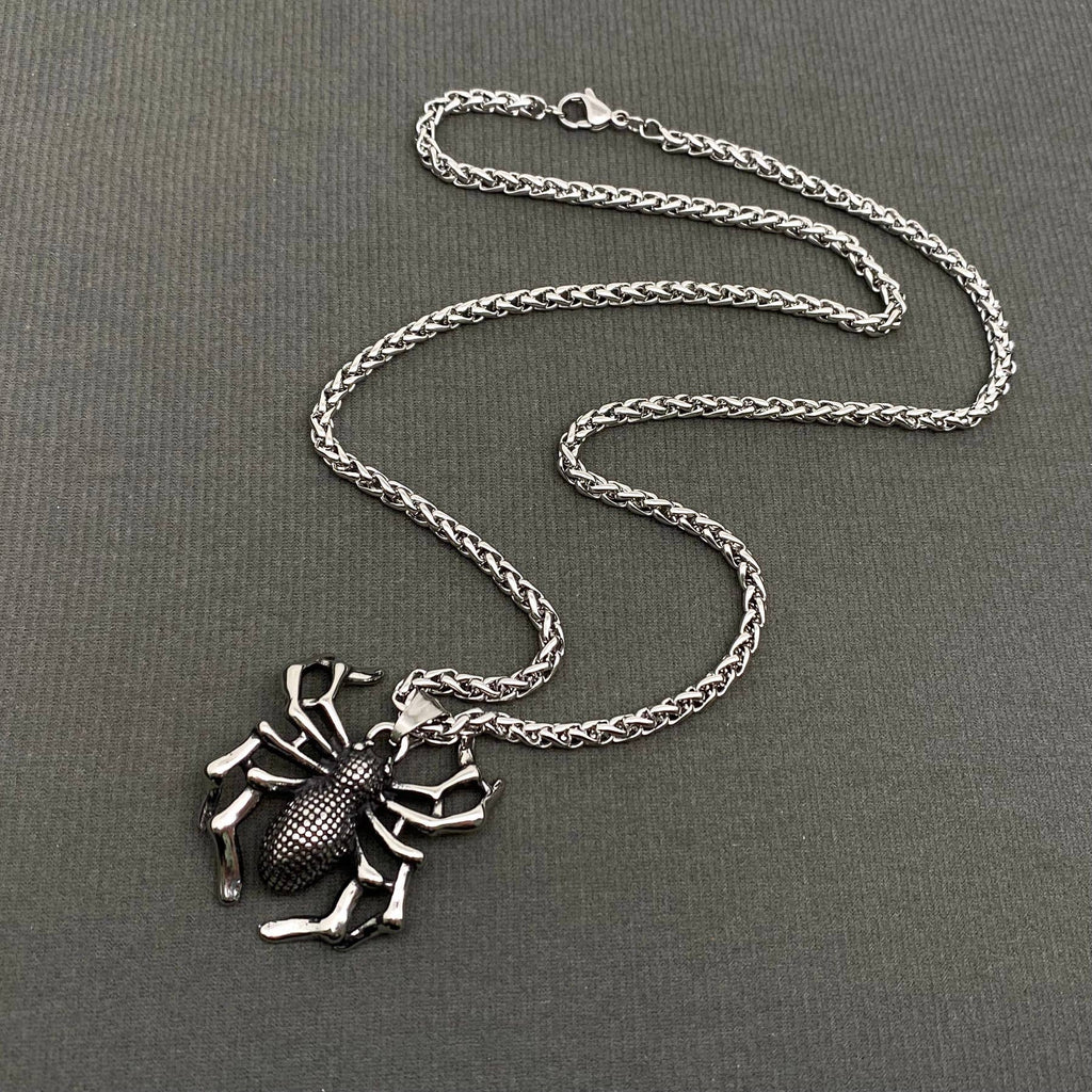 Punk Stainless Steel Spider Pendant Men's Necklace - MJ/MNP