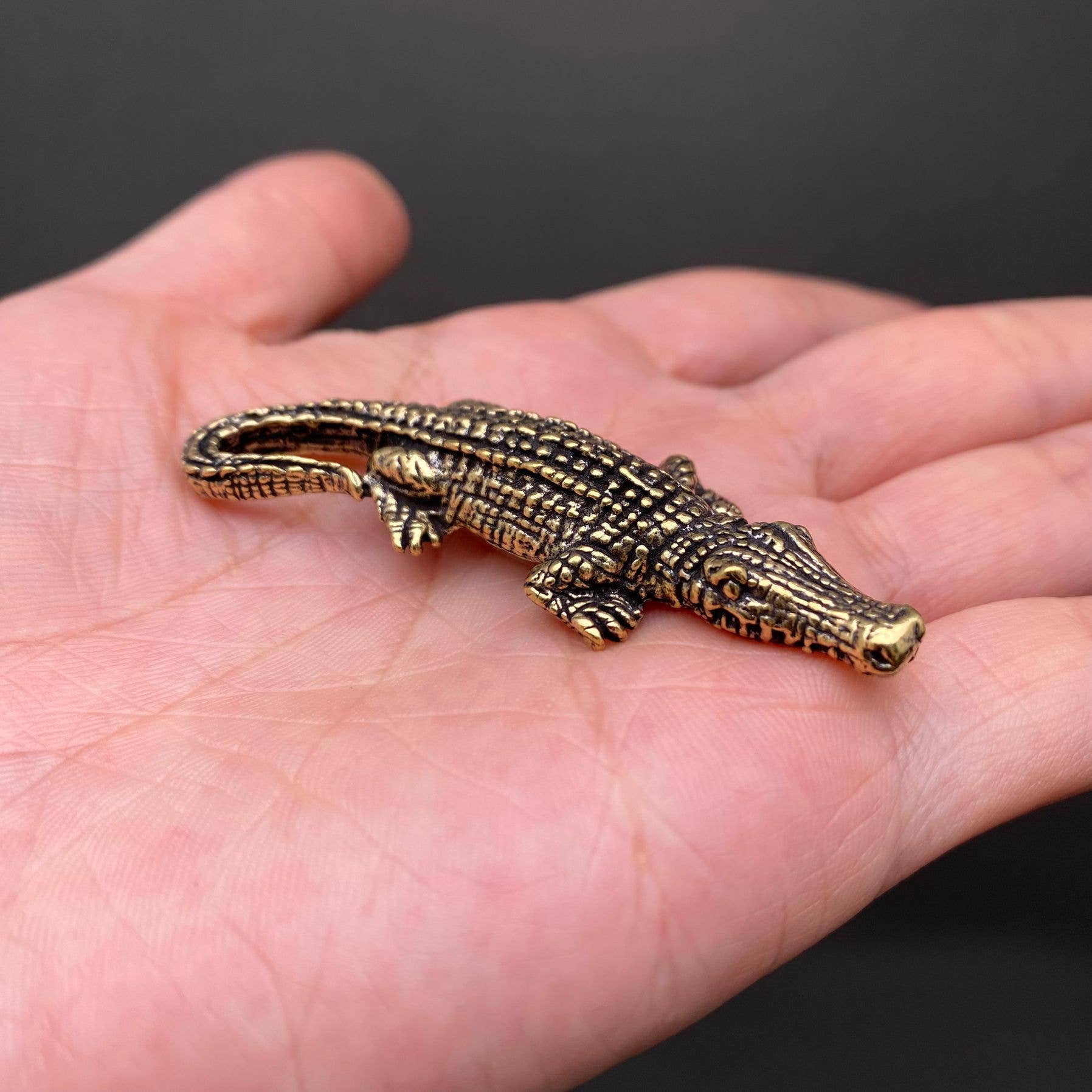 Brass Little Crocodile Crafts Decoration Desktop Ornaments