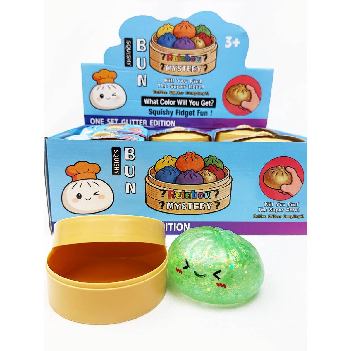 Glitter Light Up Mystery Dumpling Squishy with Steamer