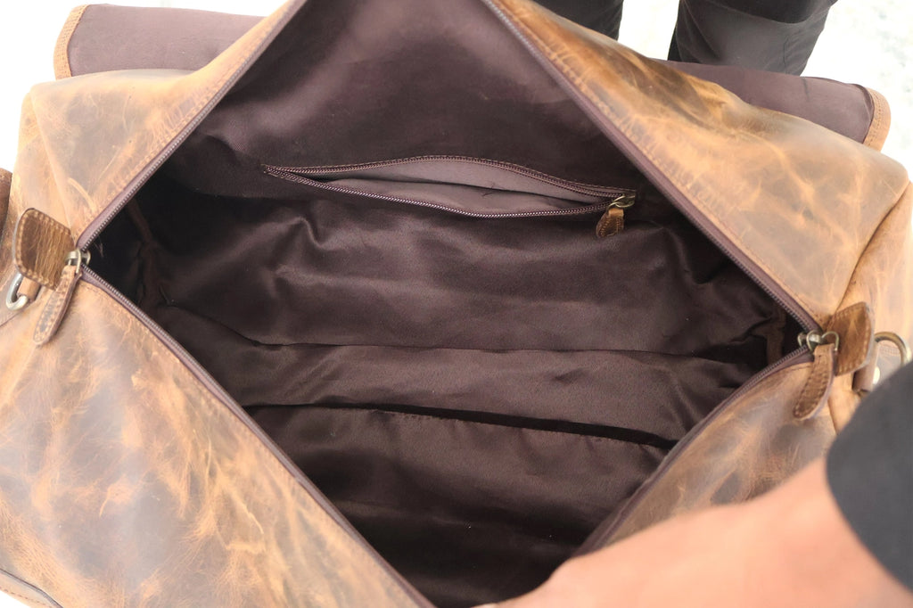 Flap Leather Duffle Bag Travel Weekend Overnight Bag