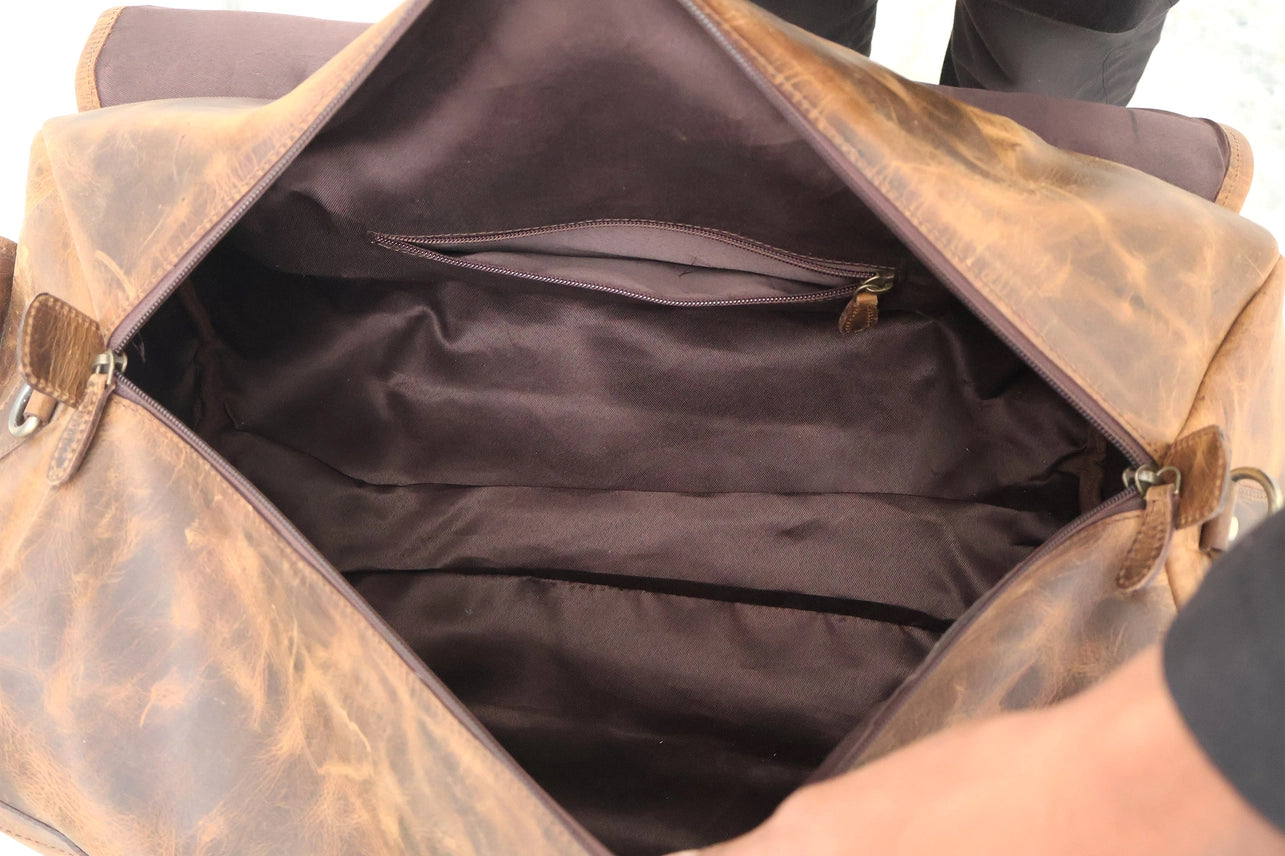 Flap Leather Duffle Bag Travel Weekend Overnight Bag