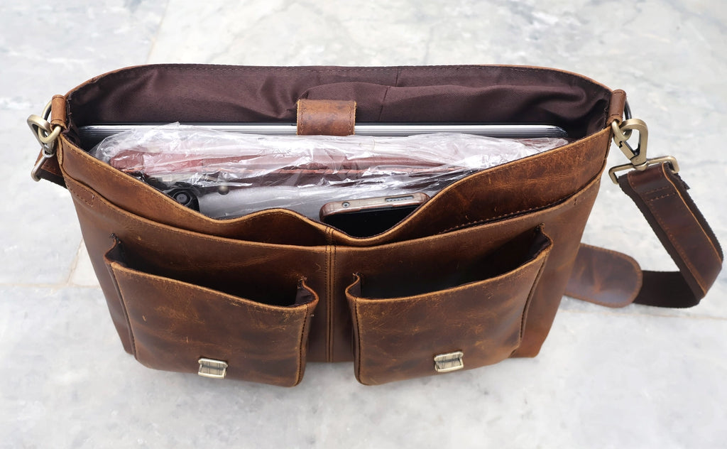 Buffalo Leather Satchel Messenger Bag Shoulder Laptop Bag