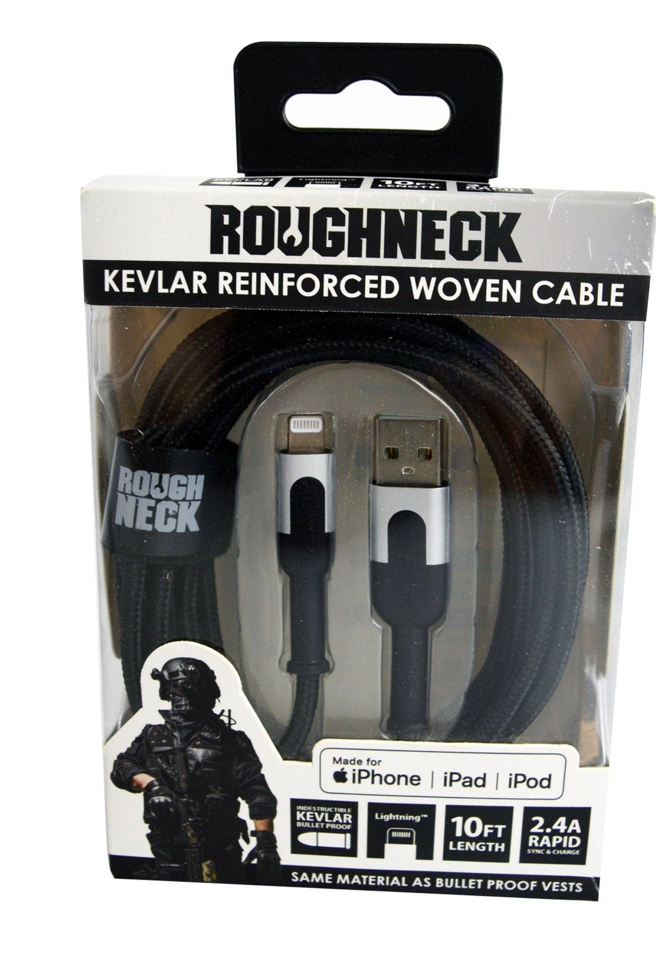 Roughneck 10 ft USB to Lightning Kevlar Woven Cable - 3/Pack