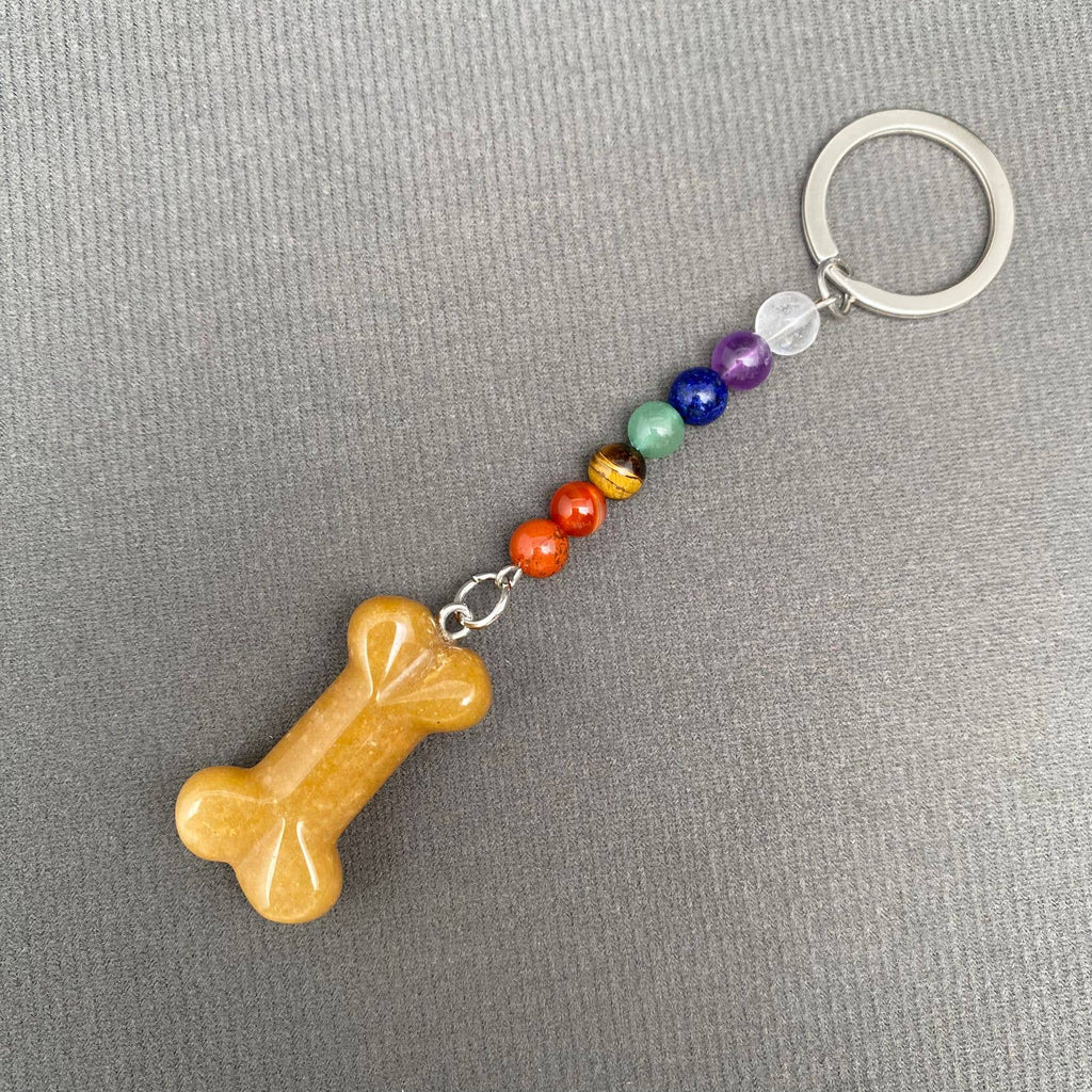 Bone Shape Stone Beaded Keychain