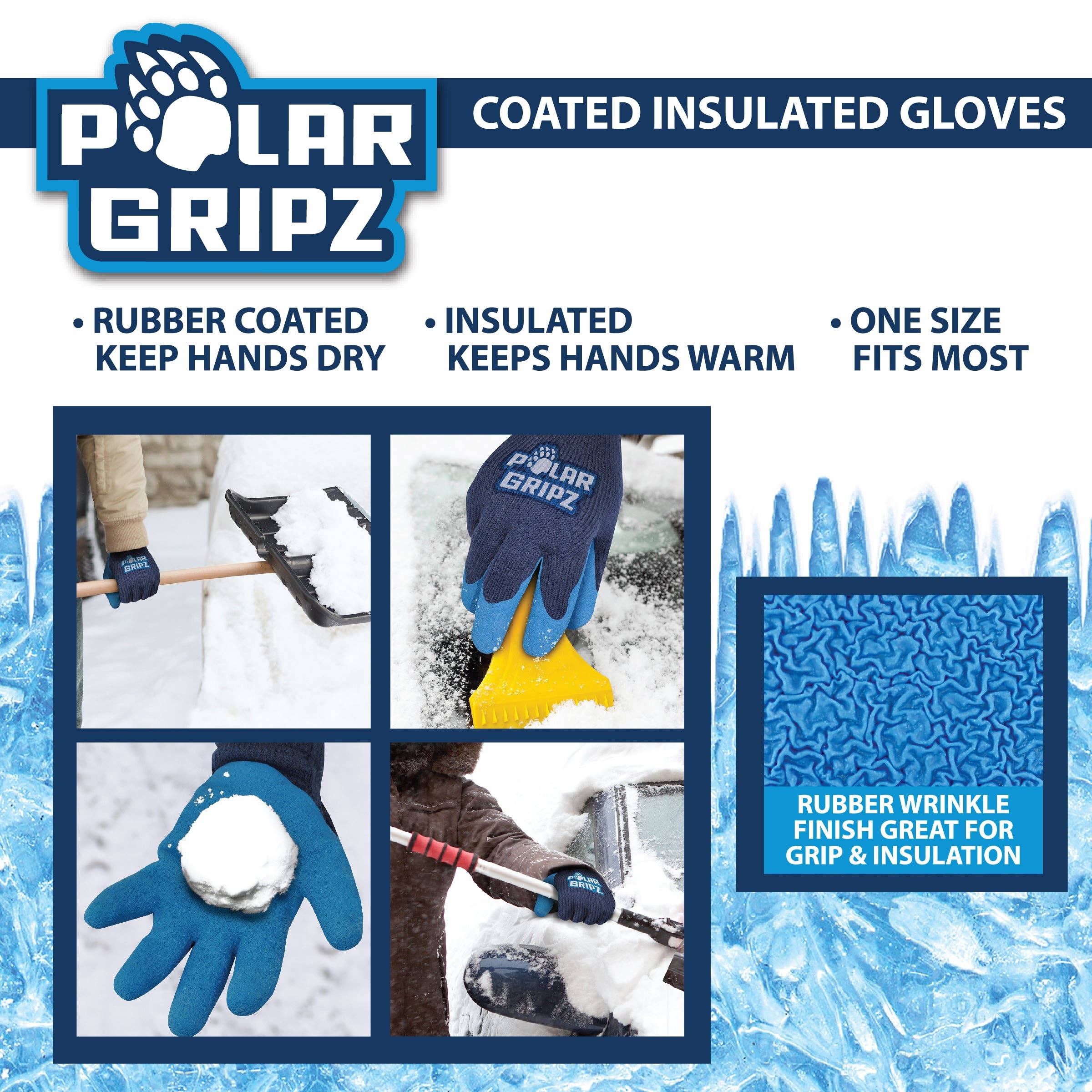 Polar Gripz Winter Coated Insulated Gloves