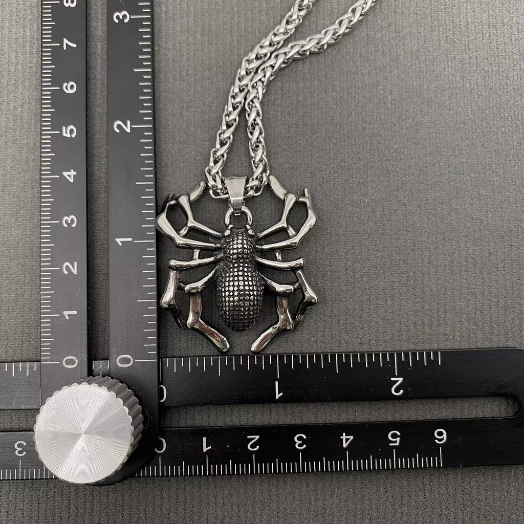 Punk Stainless Steel Spider Pendant Men's Necklace - MJ/MNP