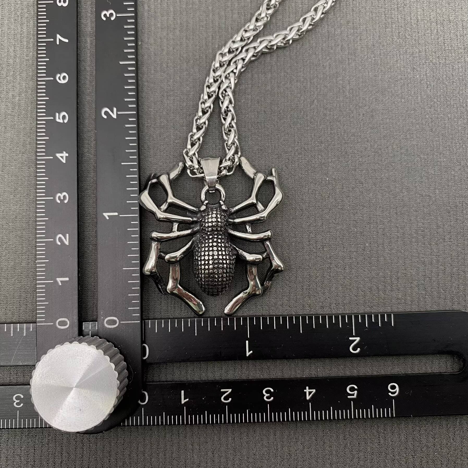 Punk Stainless Steel Spider Pendant Men's Necklace - MJ/MNP