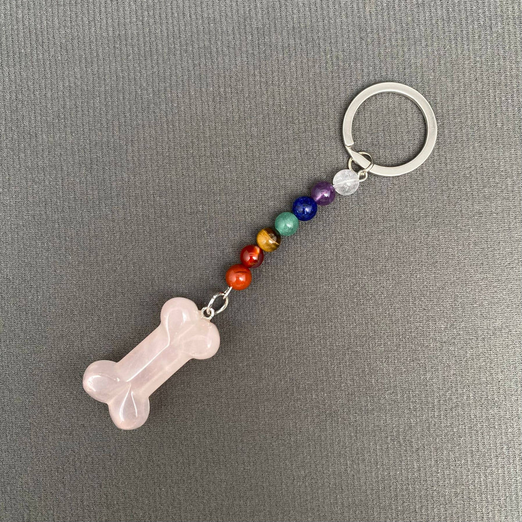 Bone Shape Stone Beaded Keychain