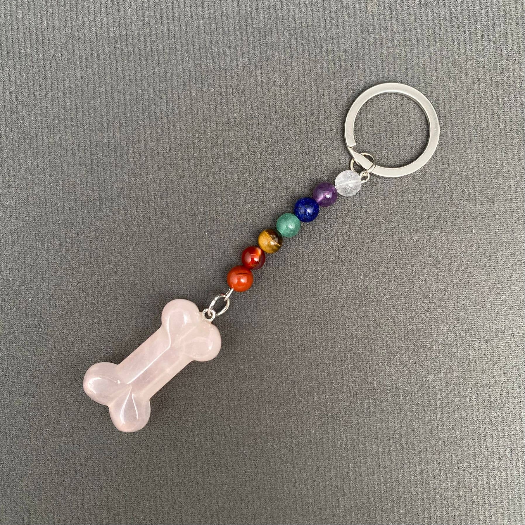 Bone Shape Stone Beaded Keychain
