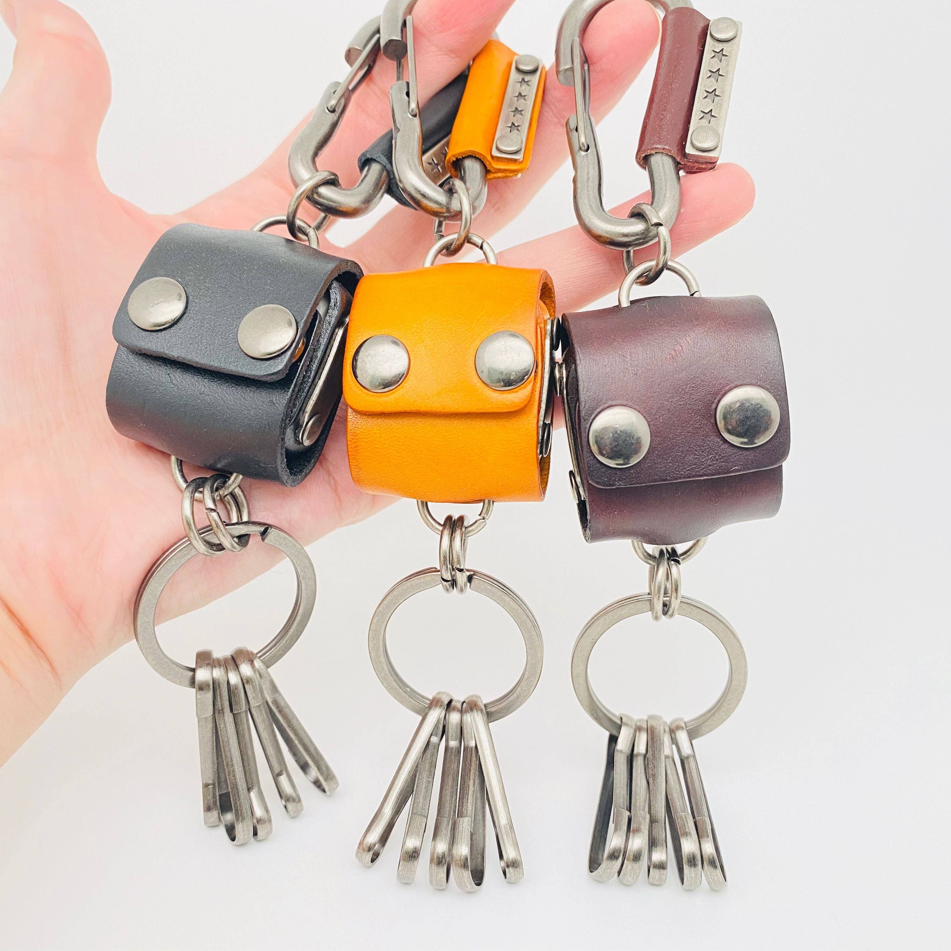 Vintage Leather Keychain with 4 Dices
