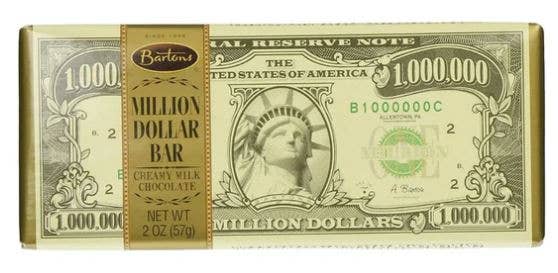 Bartons Million Dollar Creamy Milk Chocolate Bar, 2oz