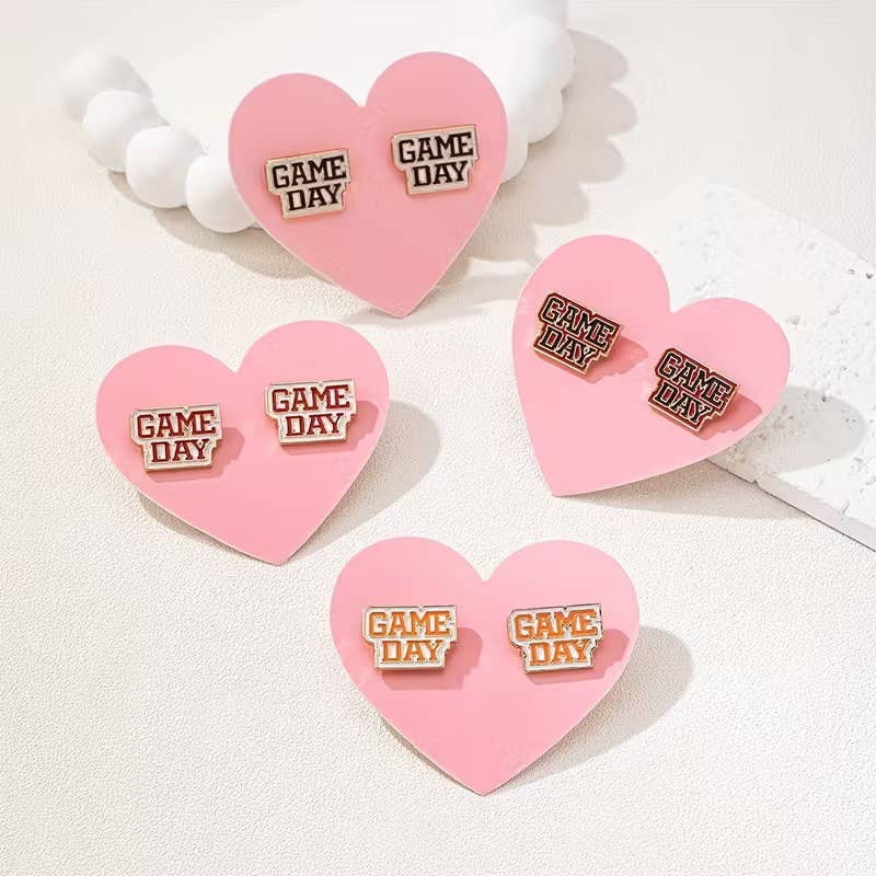 Game Day Red Football Stud Earrings