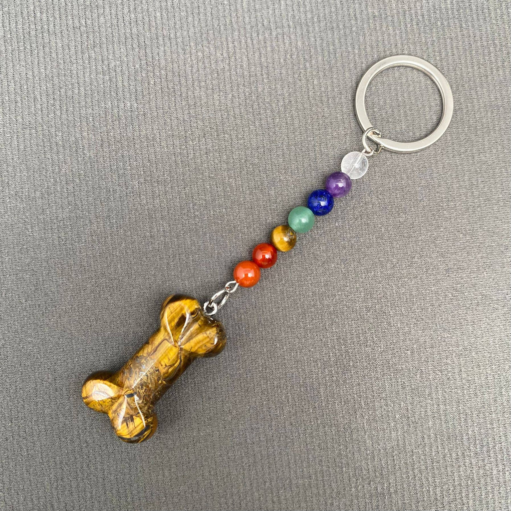 Bone Shape Stone Beaded Keychain