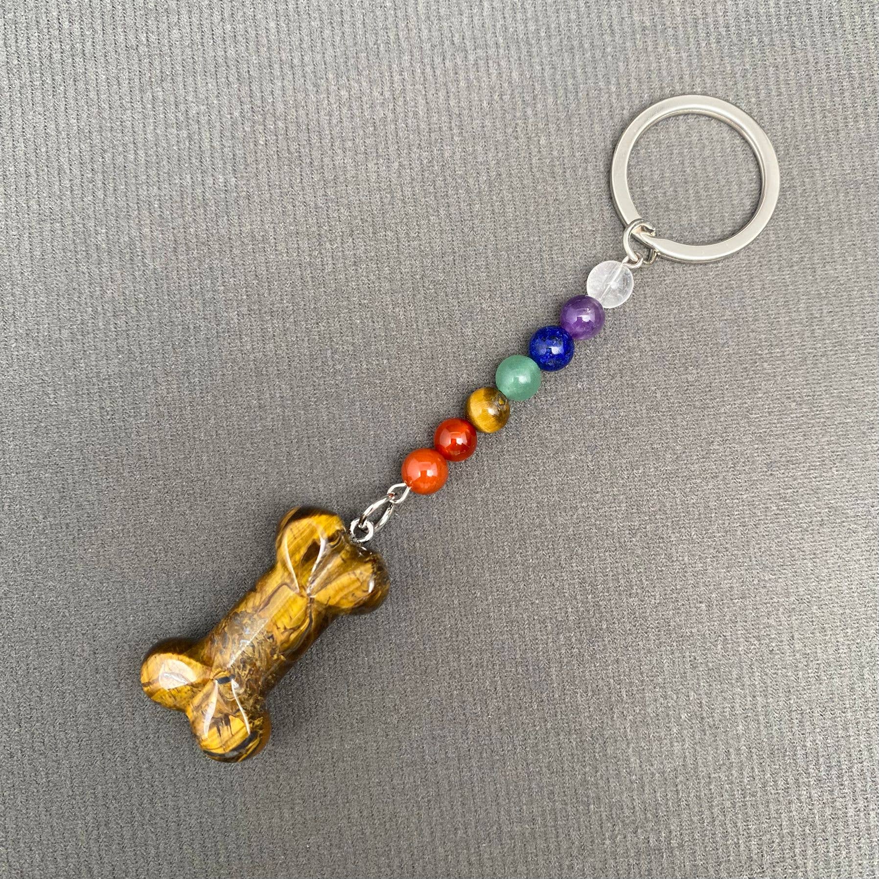 Bone Shape Stone Beaded Keychain