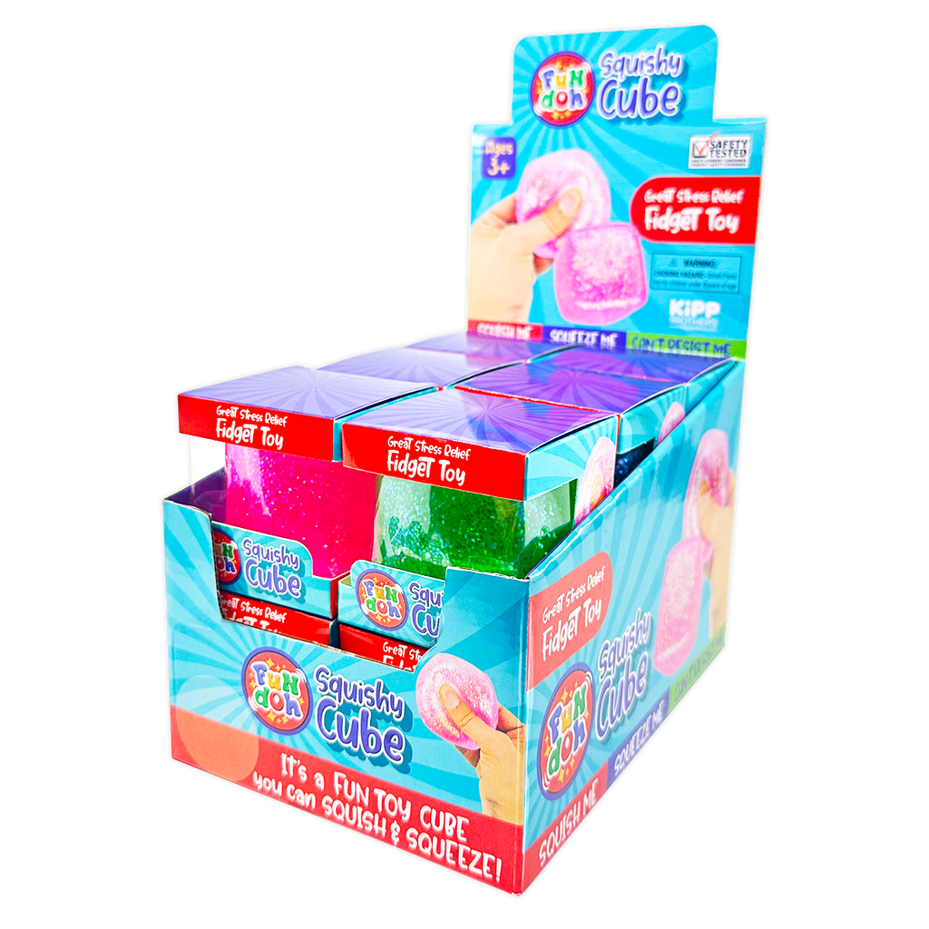 Fun Doh Squish & Squeeze Sparkle Cube Fidget Toy