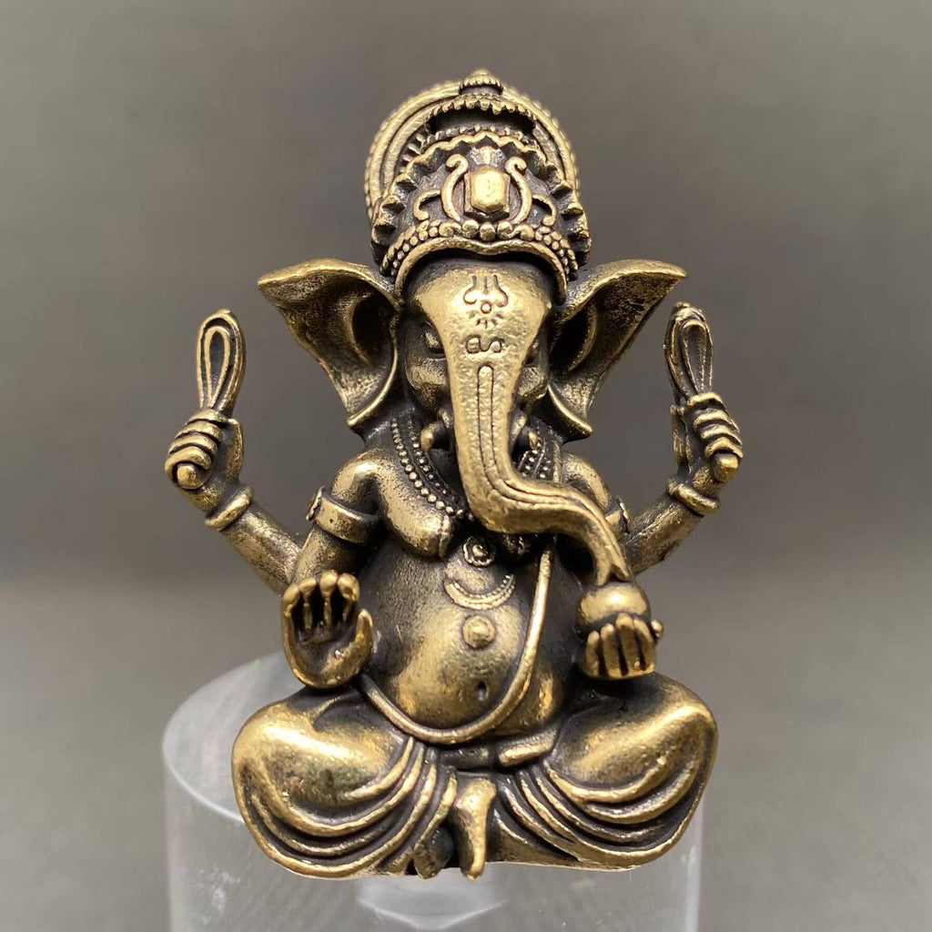 Indian Elephant Trunk God Crafts Brass Desktop Ornaments