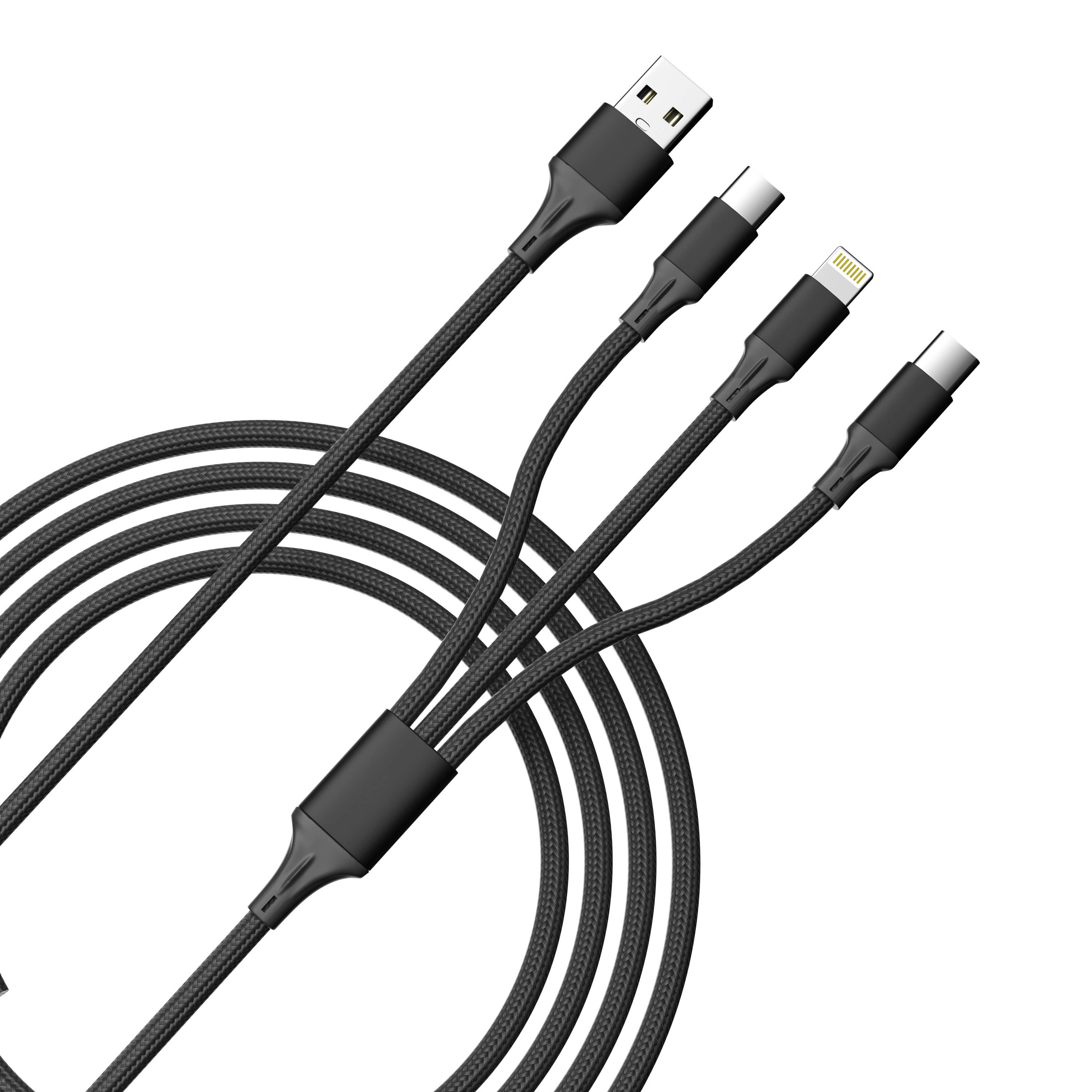 3-in-1 Cable For IPhone/Ipad & Android Devices - Retail Pack