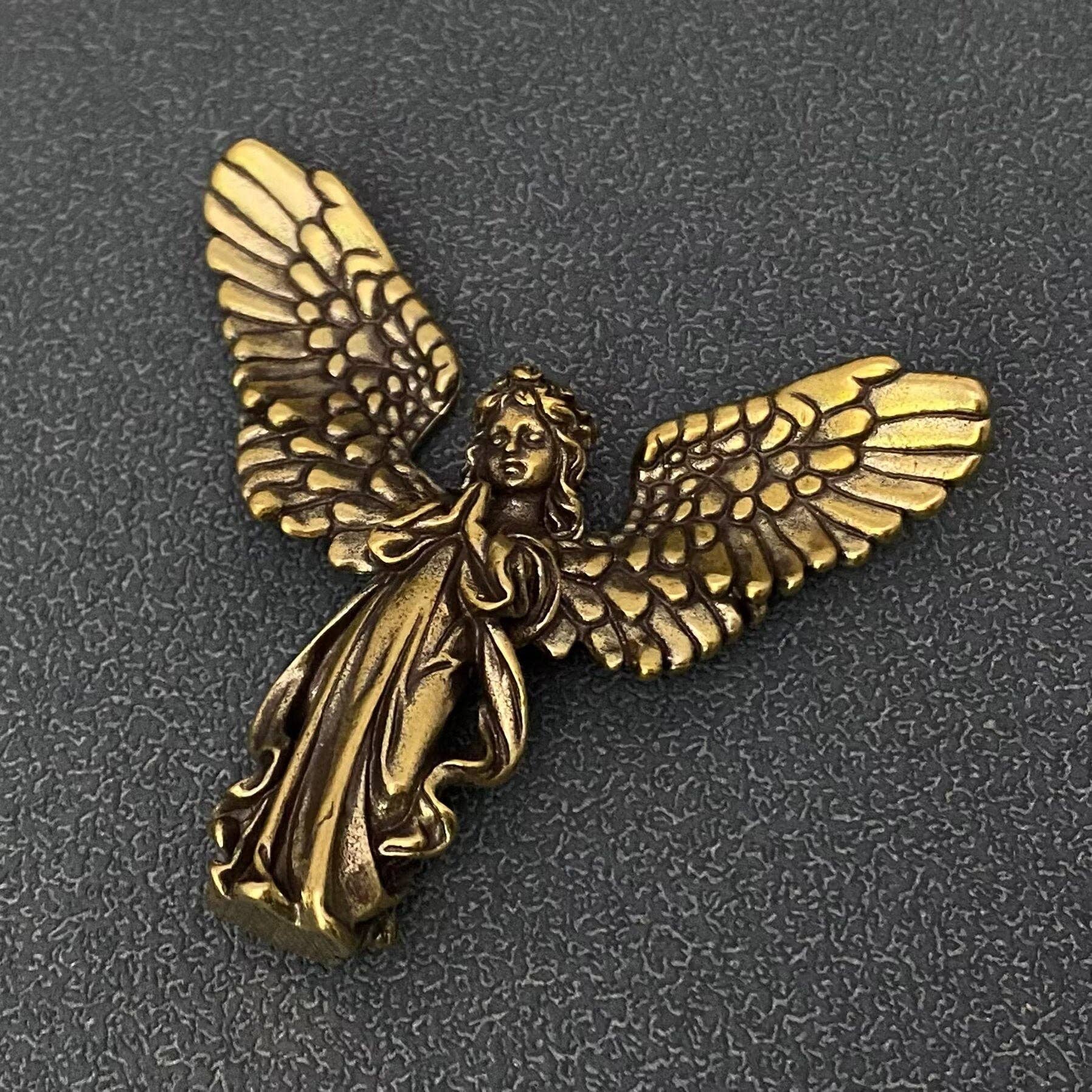 Brass Angel Statue Crafts Desktop Ornaments Decoration