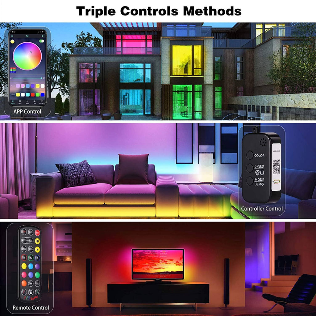 Sound Activated Multi-Color LED Light Strips- 15/20/30/50 ft