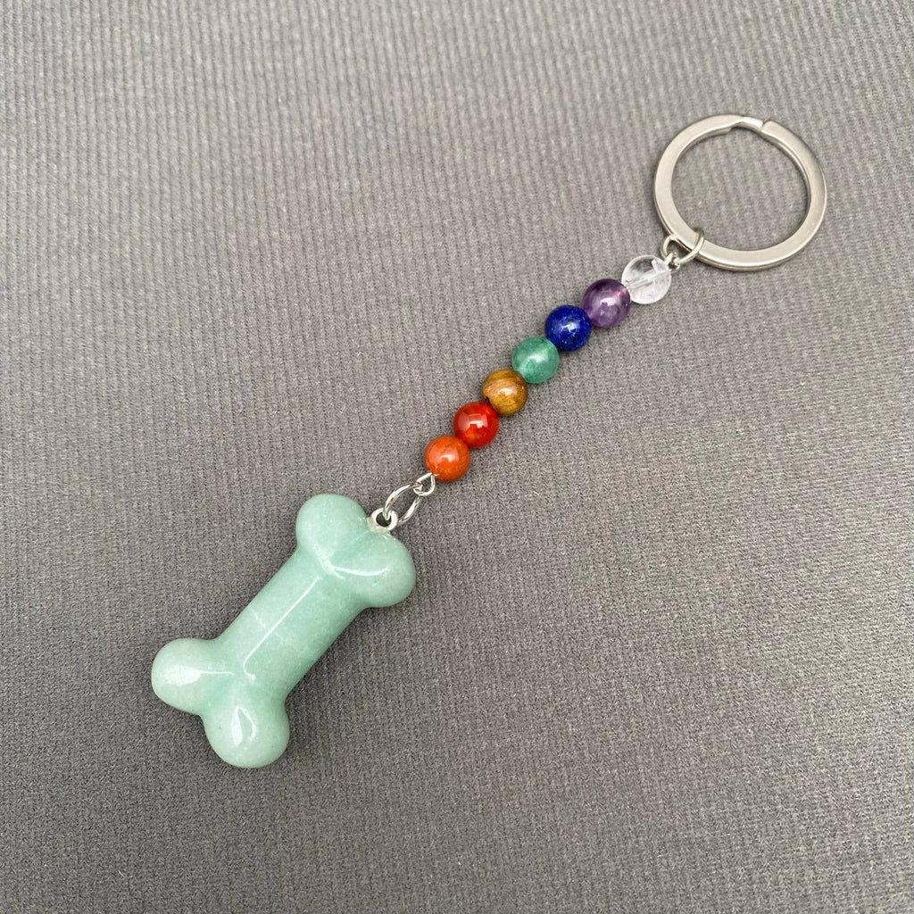 Bone Shape Stone Beaded Keychain