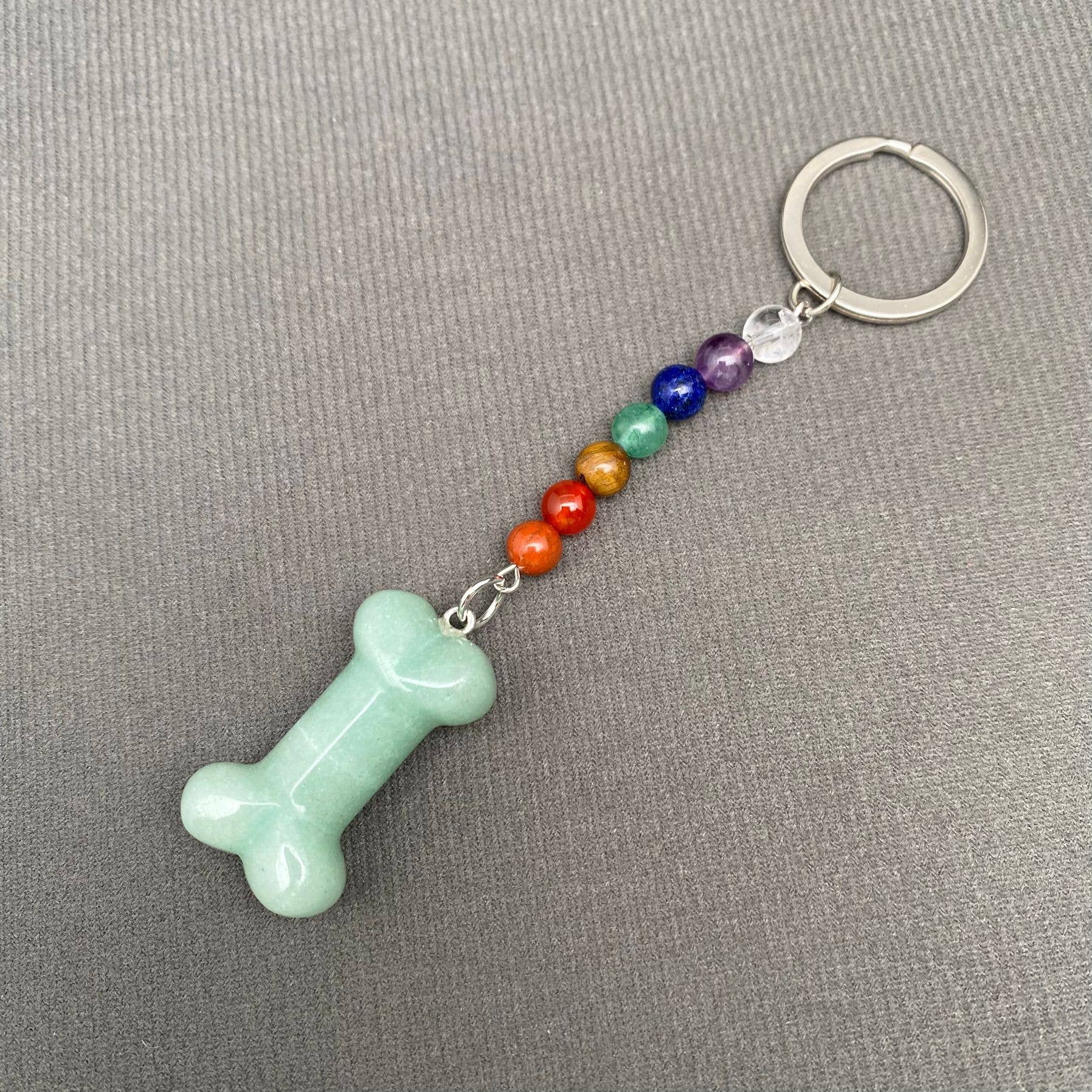 Bone Shape Stone Beaded Keychain