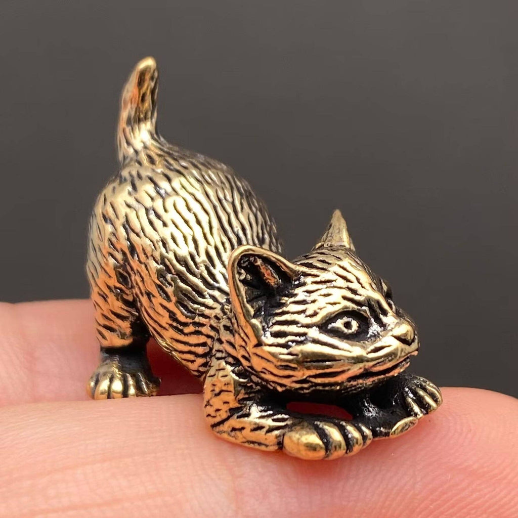 Brass Lying Kitten Crafts Decoration Desktop Ornaments