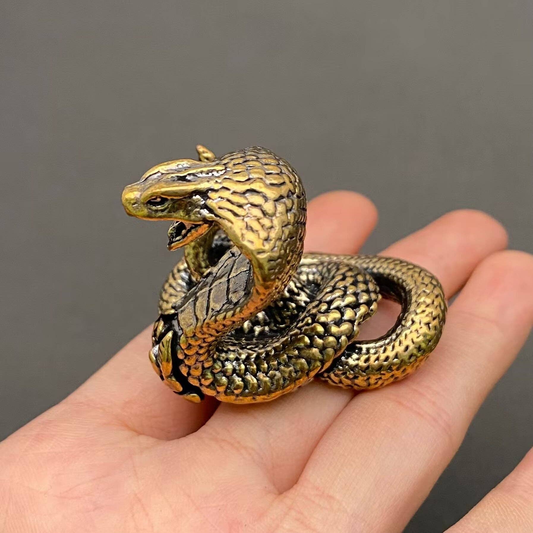 Brass Cobra Snake Crafts Desktop Ornaments Decoration