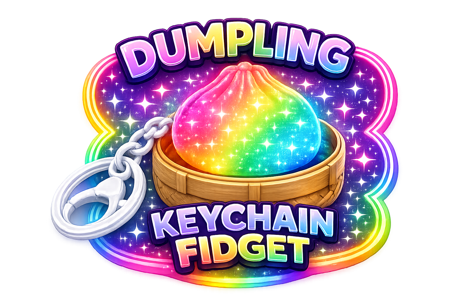Fun Doh Dumpling Light-Up Click Fidget Keychain