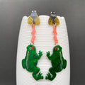 Frog Eating Flies Acrylic Post Earrings - YK