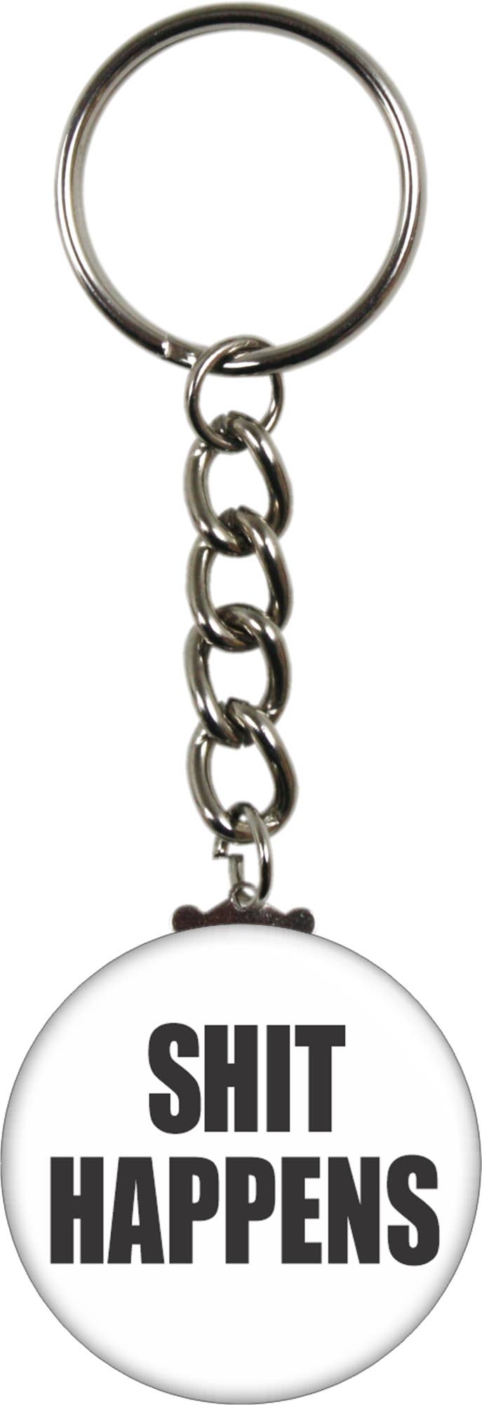 Keychain - "Sh*t Happens" - Black On White