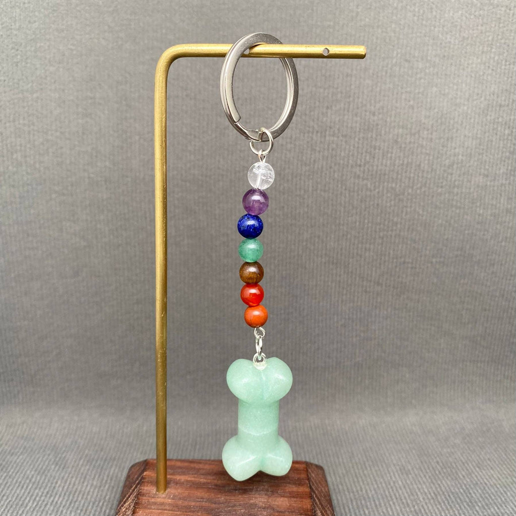 Bone Shape Stone Beaded Keychain
