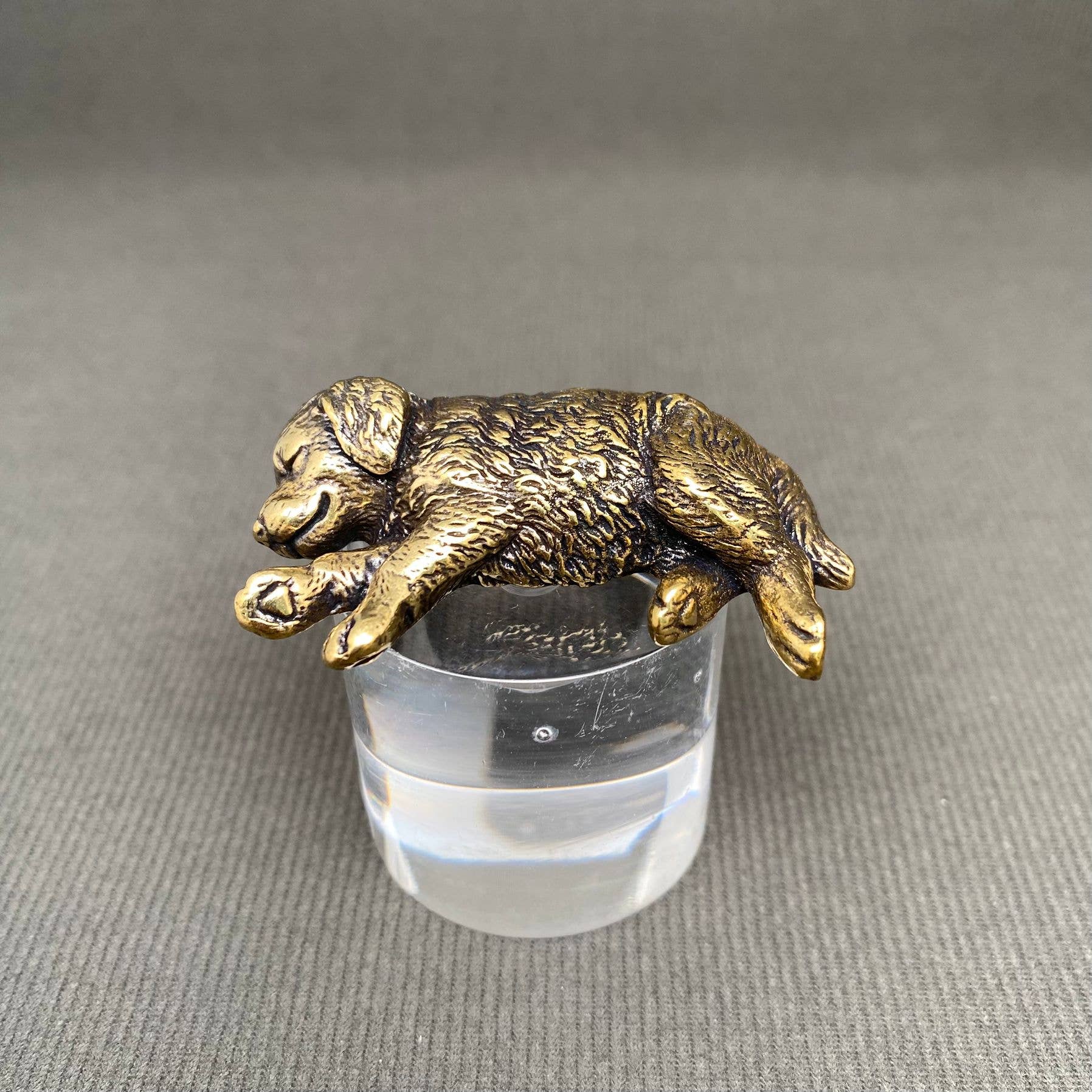Brass Sleeping Golden Retriever Crafts Desktop Ornaments