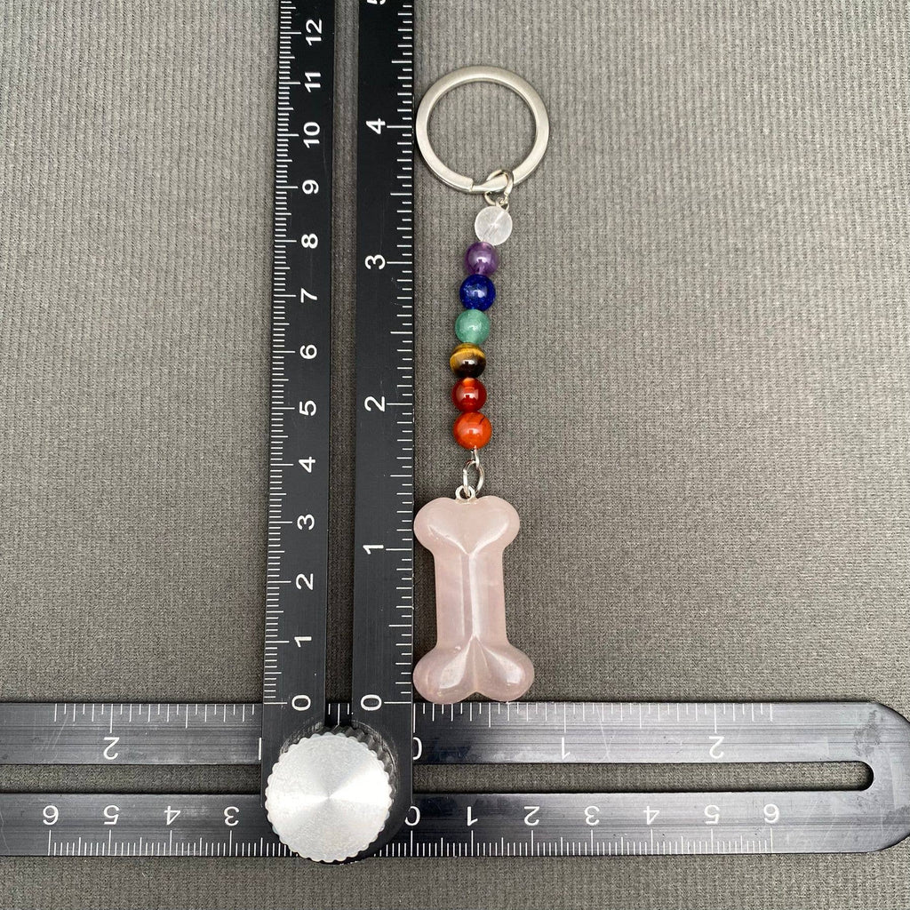 Bone Shape Stone Beaded Keychain